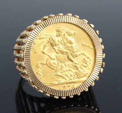 Lot 2726 - A modern 9ct gold gent's ring, set with a...