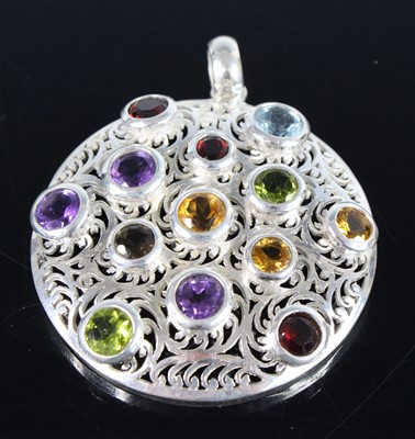 Lot 2664 - A contemporary sterling silver multi-stone...