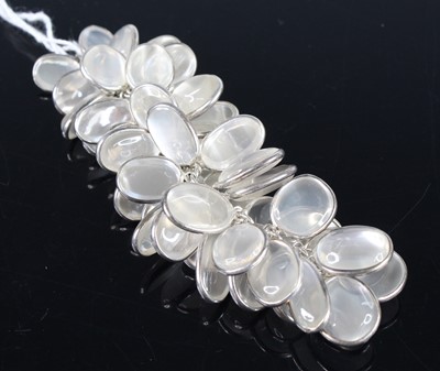 Lot 2742 - A contemporary silver and cabochon moonstone...