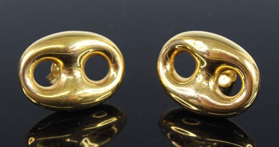 Lot 2591 - A pair of contemporary 18ct gold hollow...