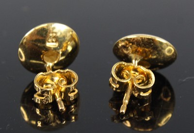 Lot 2592 - A cased pair of Theo Fennell 18ct gold diamond...