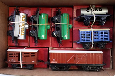 Lot 225 - Seven Hornby post-war goods wagons, all...