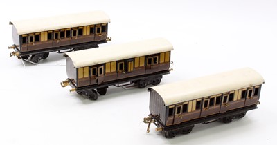 Lot 246 - Three Bing bogie coaches, 9 ¾” over buffers,...