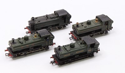 Lot 611 - Box containing four GWR tanks- 3 pannier & one...