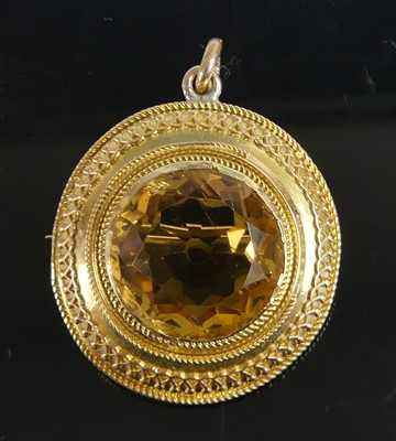 Lot 2776 - A yellow metal Etruscan style citrine...