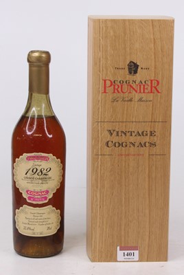 Lot 1401 - Prunier Grand Champagne Cognac 1982 vintage...