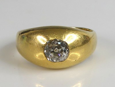 Lot 2649 - An 18ct yellow gold diamond solitaire ring,...