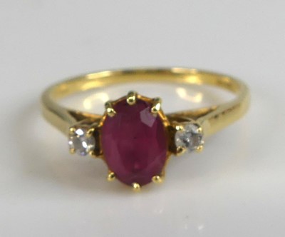 Lot 2761 - An 18ct yellow and white gold, synthetic ruby...