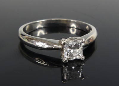 Lot 2650 - A modern platinum diamond solitaire ring, the...
