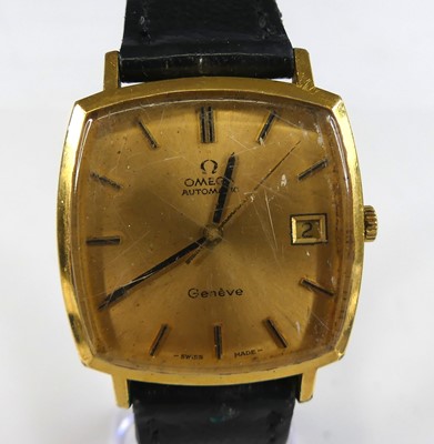 Lot 2662 - A gent's Omega Geneve gold plated and steel...