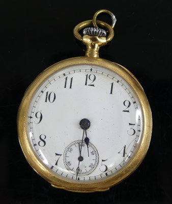 Lot 2668 - An Omega 18ct gold cased open face pocket...