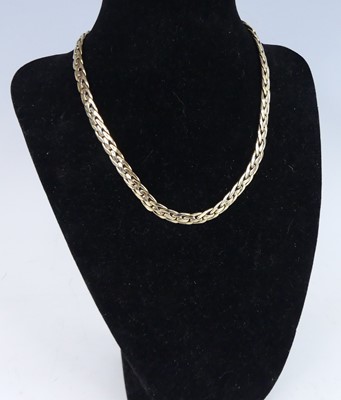 Lot 2783 - A 9ct gold spiga link necklace with lobster...