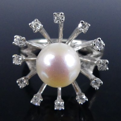 Lot 2791 - A contemporary white gold cultured pearl and...