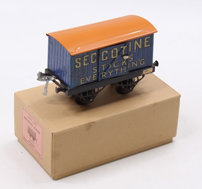 Lot 258 - 1924-30 Hornby ‘Seccotine’ van, open axleguard...