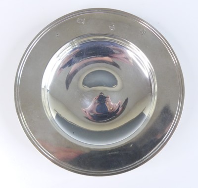 Lot 568 - A contemporary silver alms dish, of plain form...