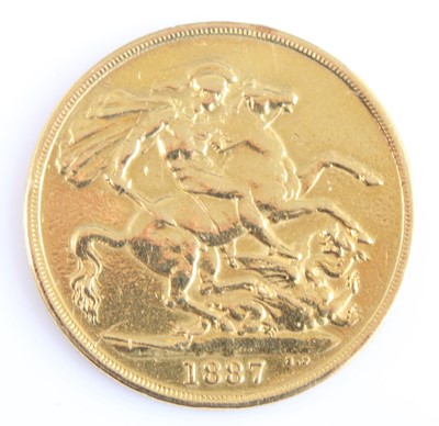 Lot 2048 - Great Britain, 1887 gold two pound coin,...