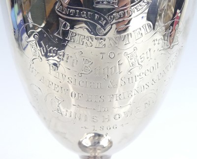 Lot 2095 - A Victorian silver presentation goblet, of...