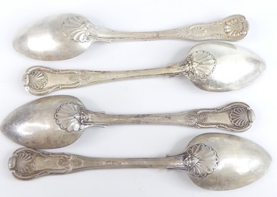 Lot 2080 - Three Irish silver dessert spoons, in the...