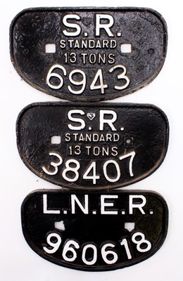 Lot 26 - 2 x SR and 1 x LNER D type wagon plates,...