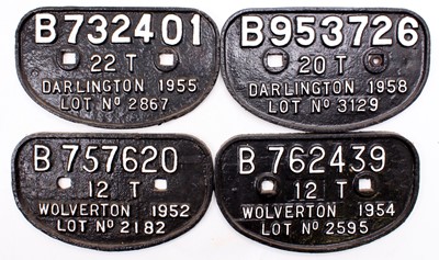 Lot 28 - 4 x BR D type wagon plates repainted,...