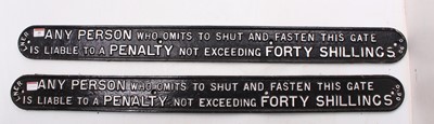 Lot 35 - 2 x LNER repainted shut the gate penalty sign...