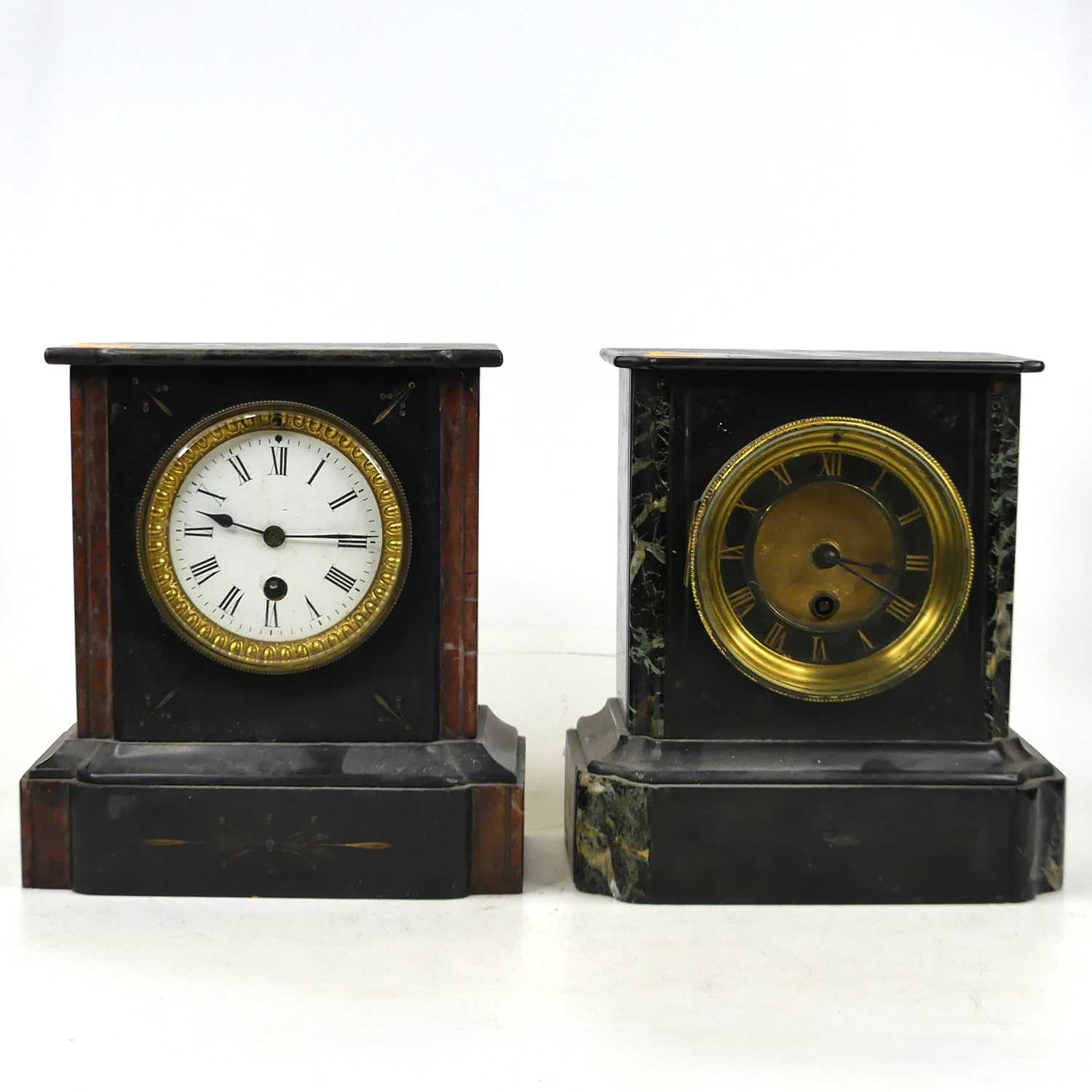 Lot 43 - A Victorian black slate and rouge marble cased...