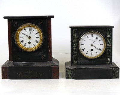 Lot 50 - A Victorian black slate and green marble cased...