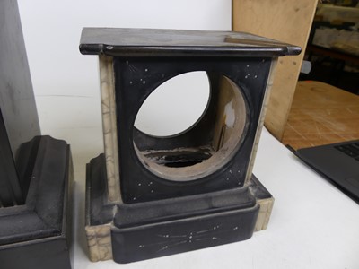 Lot 47 - A Victorian black slate cased mantel clock, of...