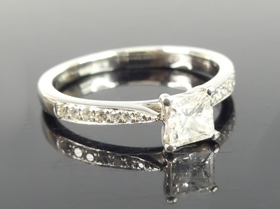 Lot 2747 - A platinum diamond solitaire ring, comprising...