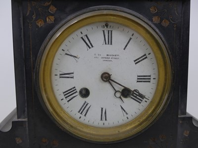 Lot 48 - A Victorian black slate cased mantel clock, of...