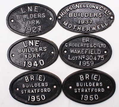 Lot 56 - 6x various builders plates including York x 2,...
