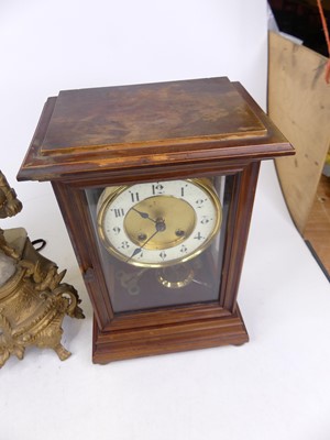 Lot 40 - A Victorian glazed walnut cased mantel clock,...