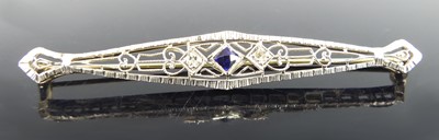 Lot 2779 - An Art Deco  white metal synthetic sapphire...