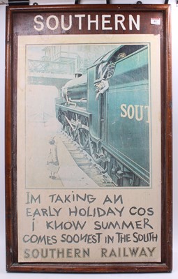 Lot 61 - Framed poster "I'm taking an early holiday"...
