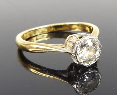 Lot 2803 - A yellow and white metal diamond solitaire...