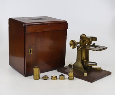 Lot 10 - A 19th century monocular microscope base by...