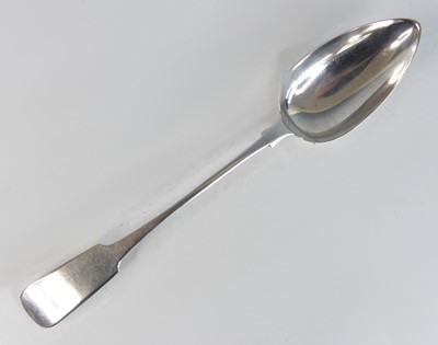 Lot 2077 - A George IV Irish silver stuffing spoon, in...