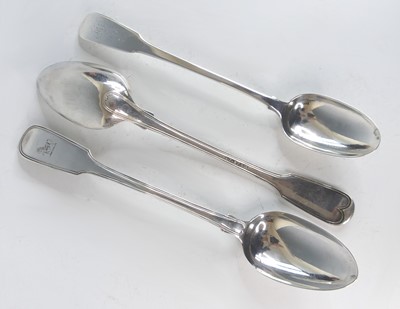 Lot 2078 - A pair of George IV silver serving spoons, in...