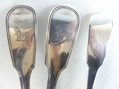 Lot 2078 - A pair of George IV silver serving spoons, in...