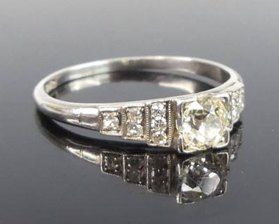 Lot 2807 - An Art Deco platinum and diamond dress ring,...