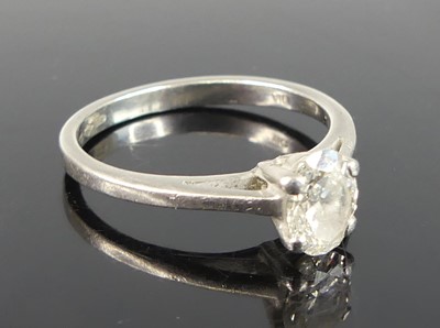 Lot 2822 - A contemporary platinum diamond solitaire ring,...