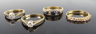 Lot 2809 - A 9ct gold diamond solitaire ring, the claw...