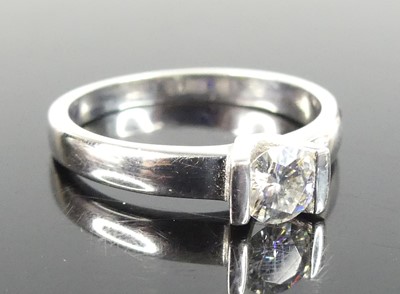 Lot 2836 - An 18ct white gold moissanite solitaire ring,...