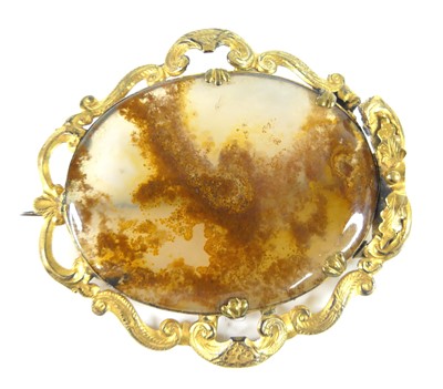 Lot 2841 - A late Victorian pinchbeck and moss agate...