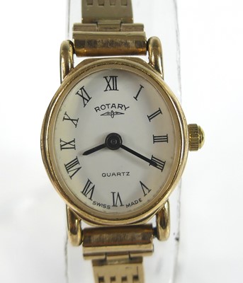 Lot 2844 - A lady's Rotary 9ct gold quartz bracelet watch,...