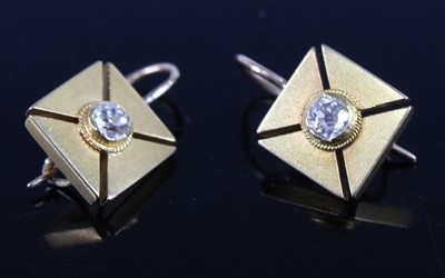 Lot 2869 - A pair of yellow metal and diamond set...