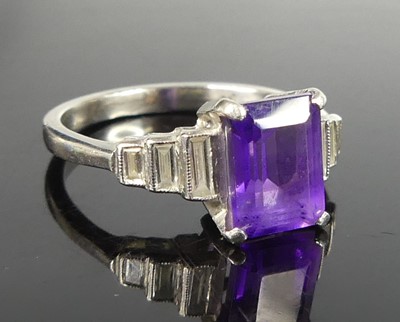 Lot 2856 - An Art Deco style platinum, amethyst and...