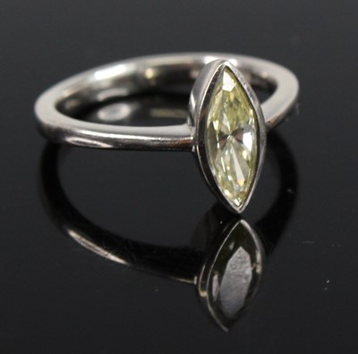 Lot 2872 - A contemporary platinum diamond solitaire ring,...