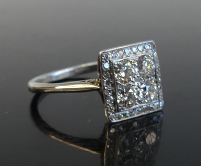 Lot 2210 - A white metal diamond square cluster ring...