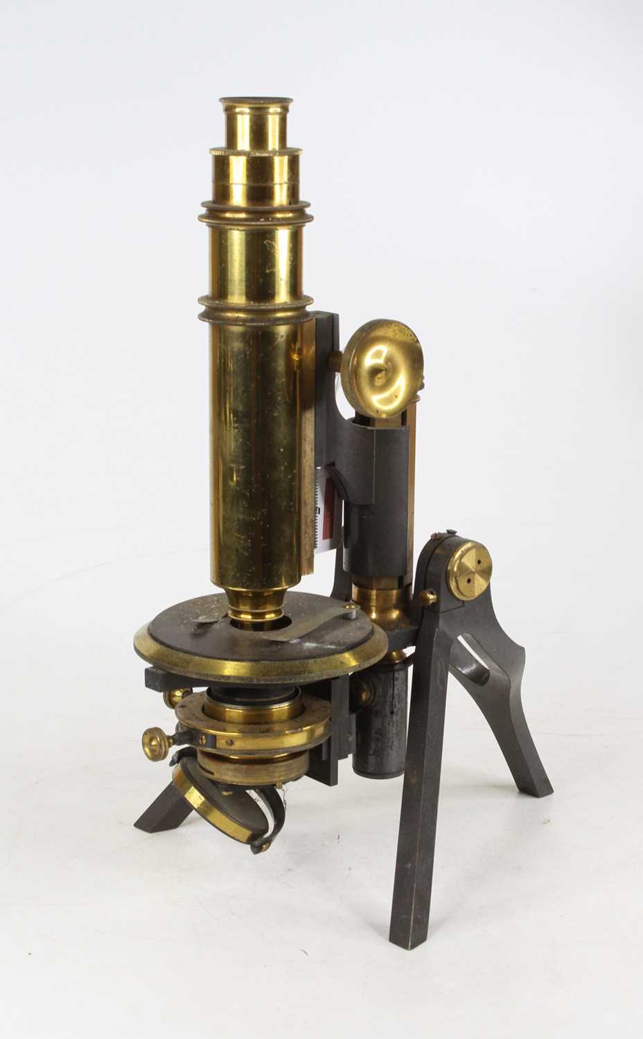 Lot 5 - A 19th century lacquered brass monocular...